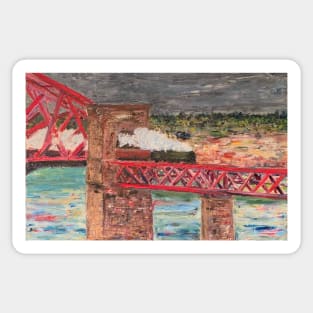 Flying Scotsman steaming across Forth Bridge Sticker